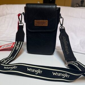 Wrangler Black Crossbody Bag with Logo Strap